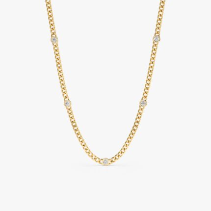 Diamond Bezel Cuban Chain Necklace