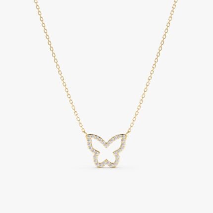 Diamond Butterfly Cutout Necklace