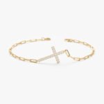 Diamond Cross Paperclip Chain Bracelet