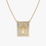 Diamond Cross Tablet Necklace