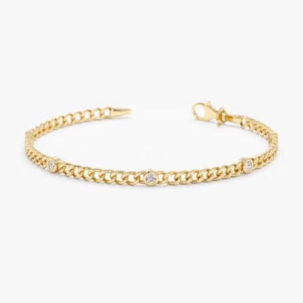 Diamond Cuban Chain Station Bracelet