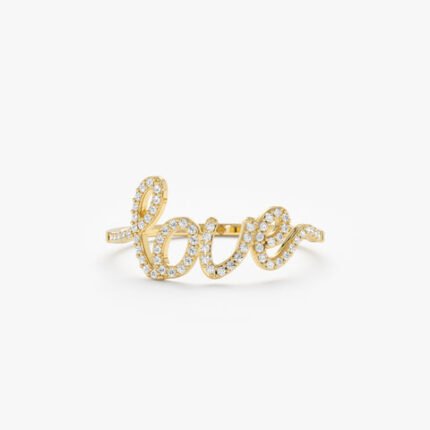 Diamond Cursive Love Ring