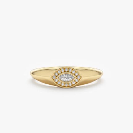 Diamond Evil Eye Signet Ring