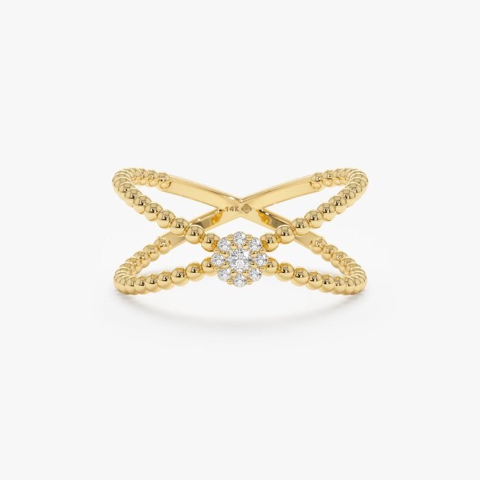 Diamond Flower Beaded X Ring