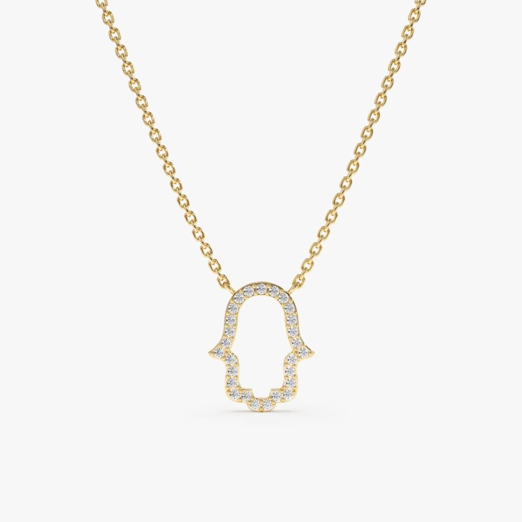 Diamond Hamsa Cutout Necklace