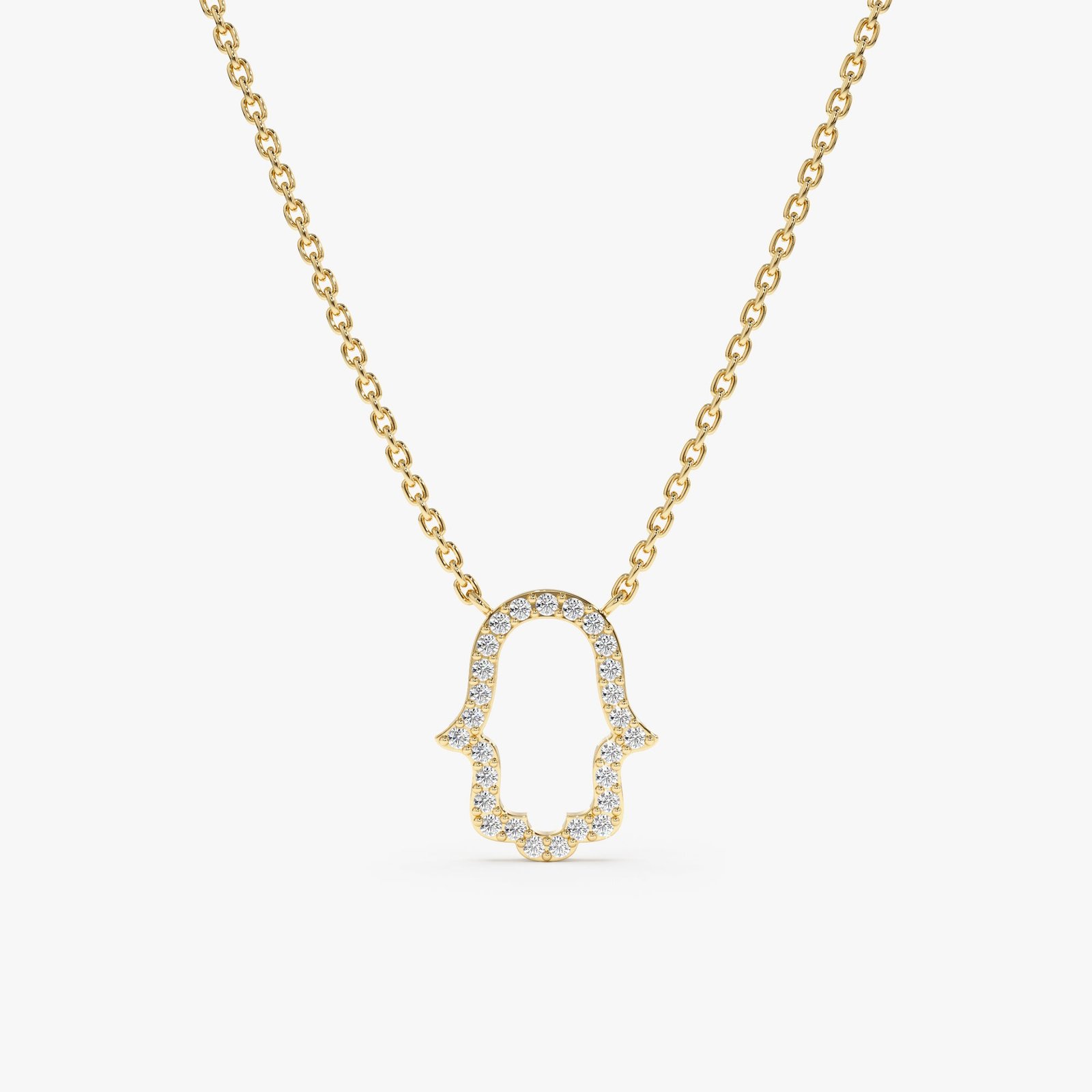 Diamond Hamsa Cutout Necklace, Bina Diamond Hamsa Cutout Necklace