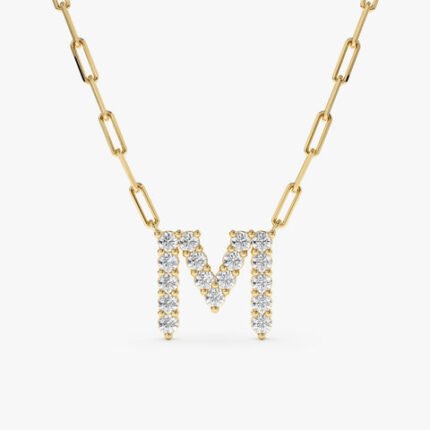 Diamond Initial Paperclip Necklace