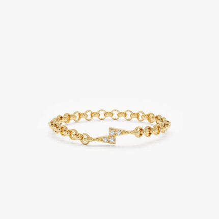 Diamond Lightning Bolt Chain Ring