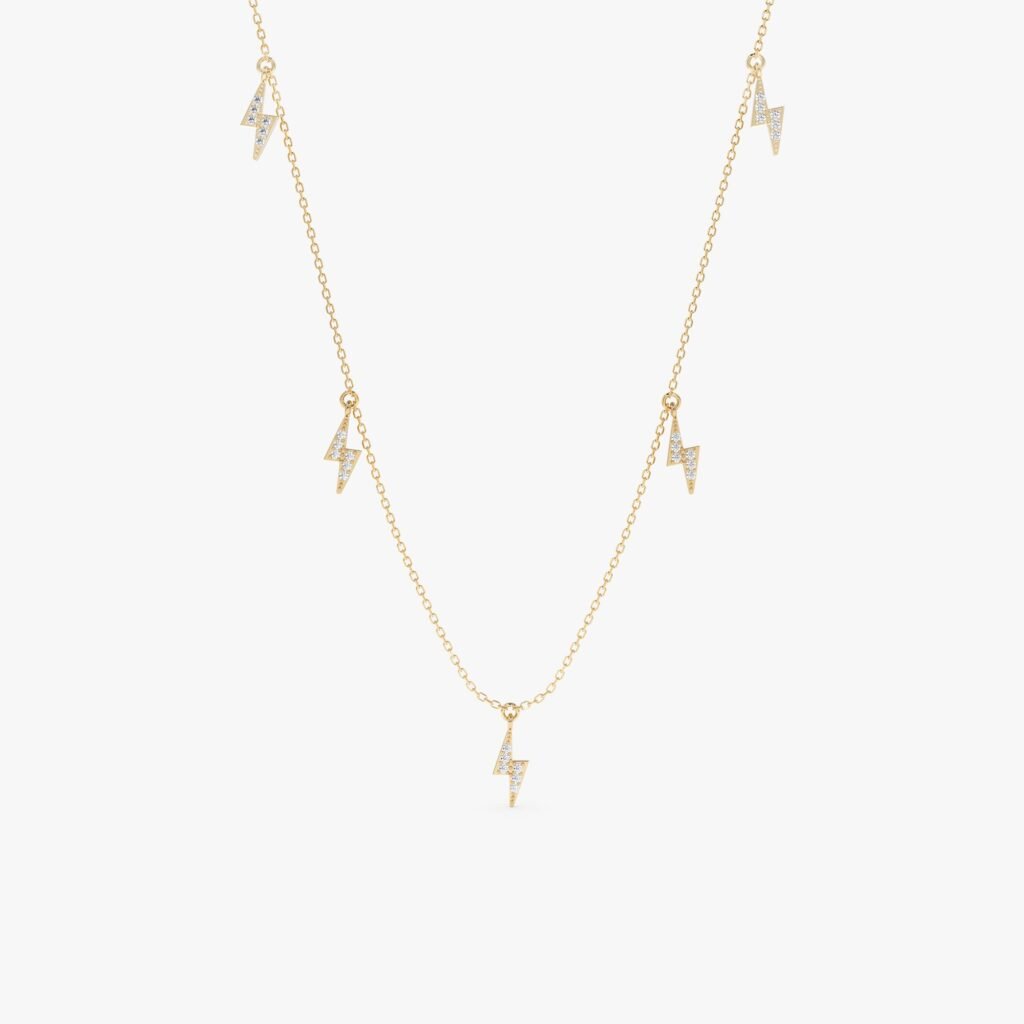 Diamond Lightning Bolt Drop Necklace