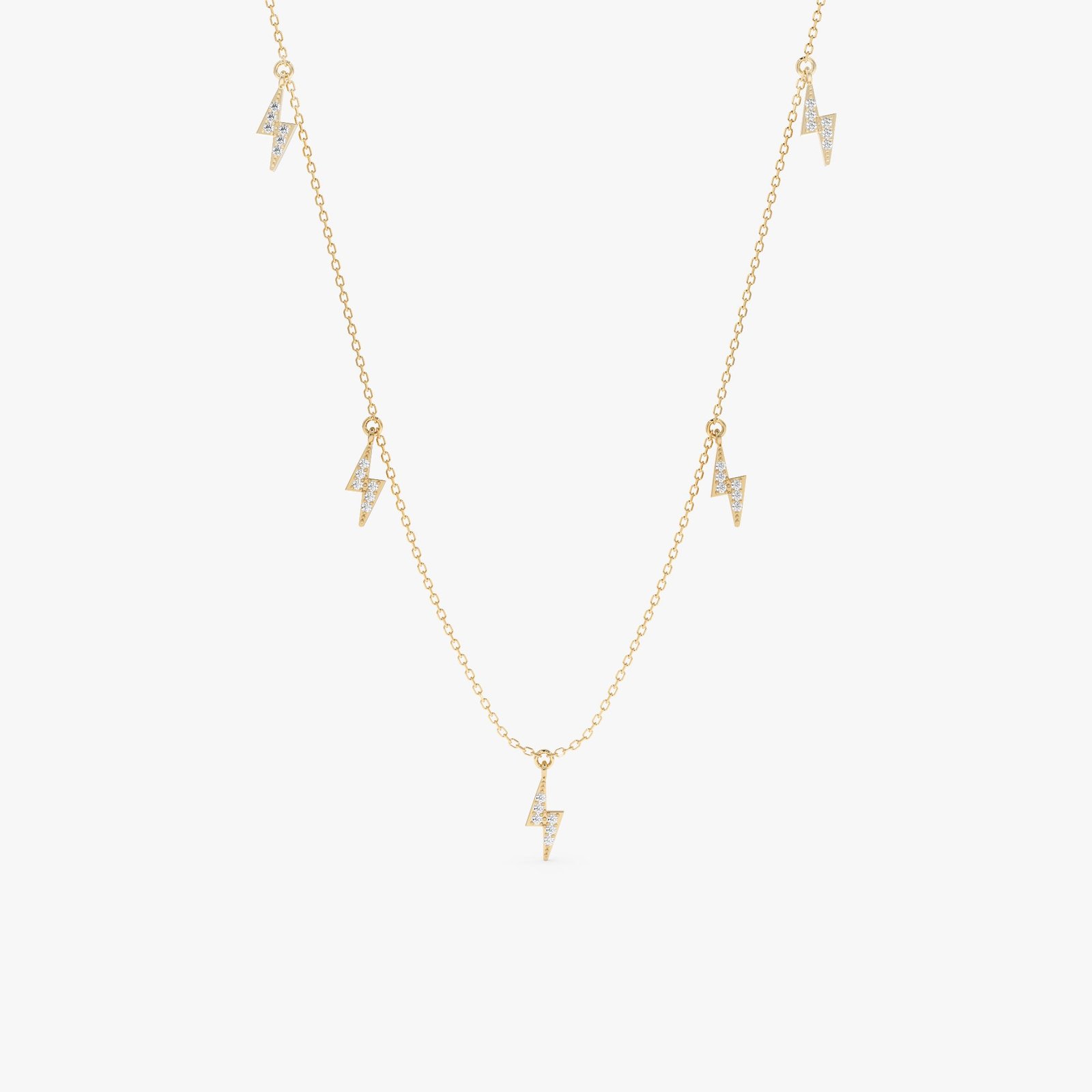 Diamond Lightning Bolt Drop Necklace, Briella Diamond Lightning Bolt Drop Necklace