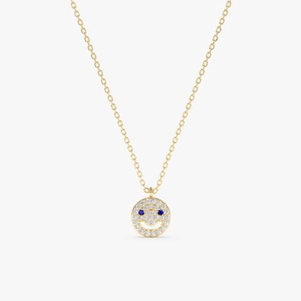 Diamond & Sapphire Happy Face Necklace