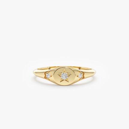 Diamond Star Signet Ring