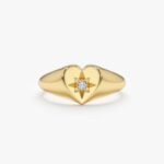 Diamond Starburst In Heart Signet Ring