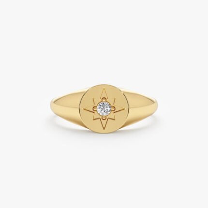 Diamond Starburst Signet Ring