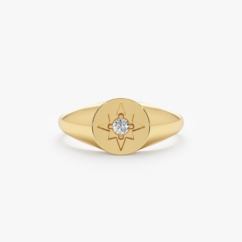 Diamond Starburst Signet Ring