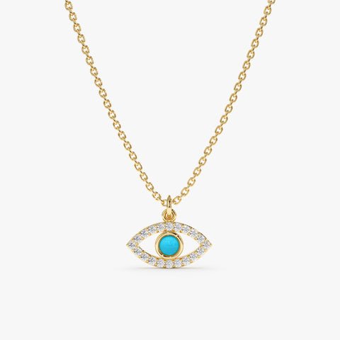 Diamonds & Turquoise Eye Necklace