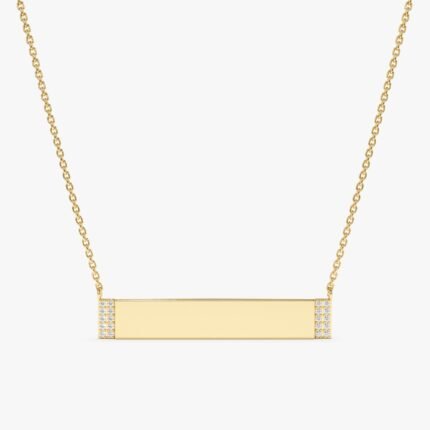Engravable Gold Plate Diamond Necklace