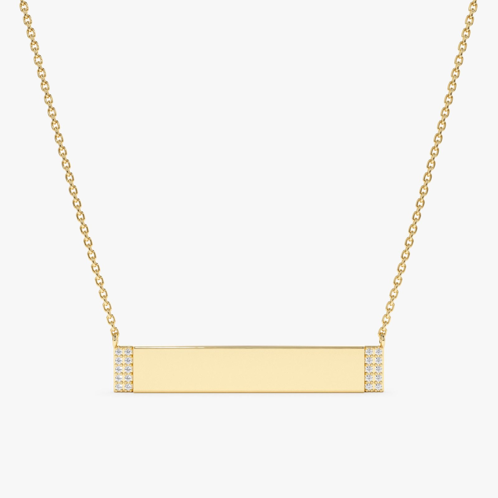 Engravable Gold Plate Diamond Necklace, Blanca Engravable Gold Plate Diamond Necklace
