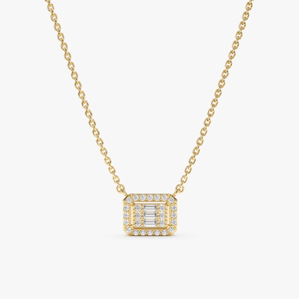 Geometric Baguette Diamond Necklace