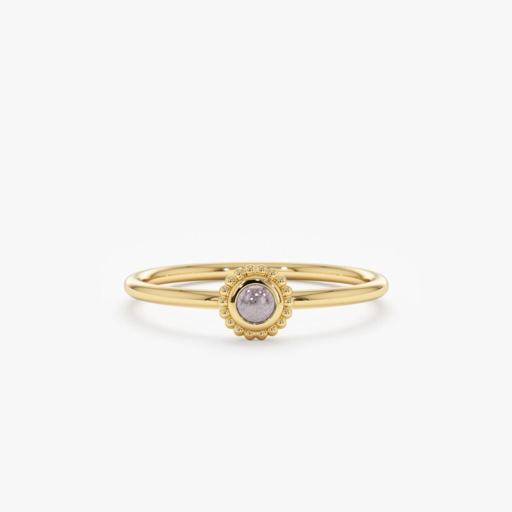 Handmade Natural Labradorite Art Deco Ring