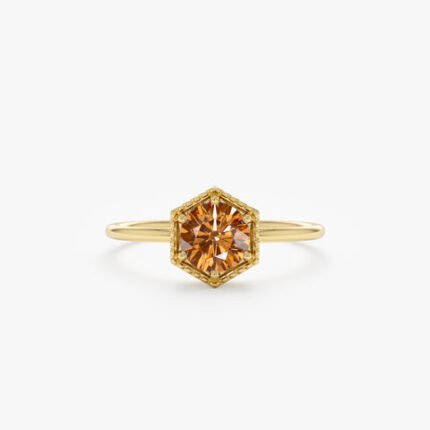 Hexagon Citrine Ring