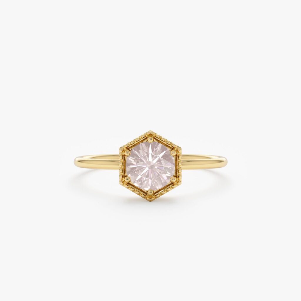 Hexagon Rose Quartz Ring