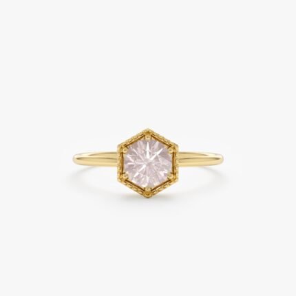 Hexagon Rose Quartz Ring