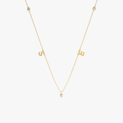 Initials & Diamonds Station Necklace