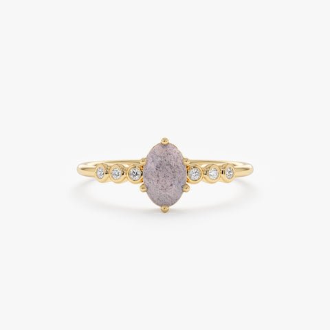 Labradorite and Diamond Engagement Ring