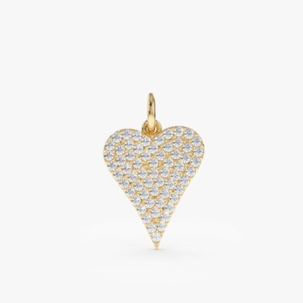 Long Diamond Heart Charm