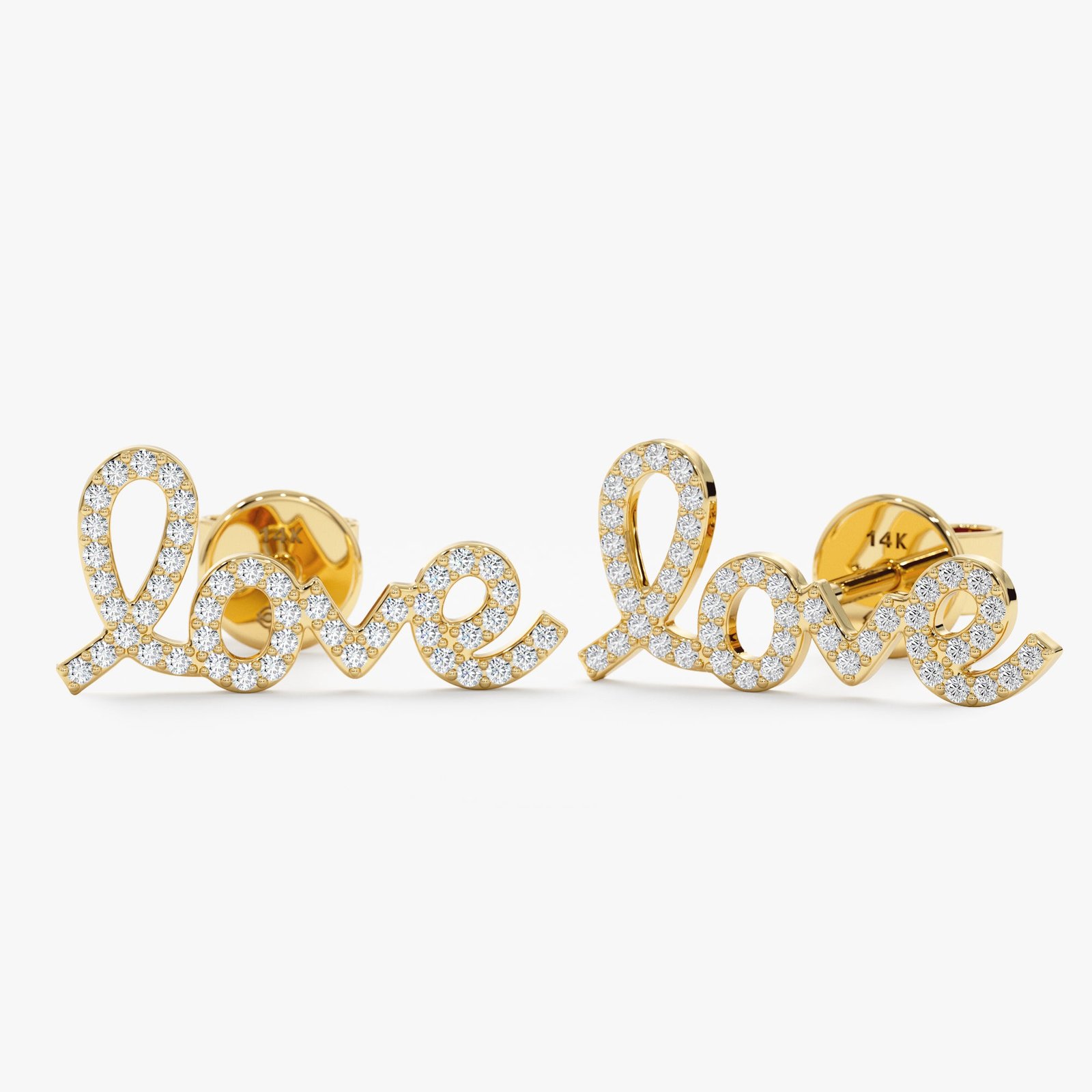 Love Script Diamond Studs, Zariah Love Script Diamond Studs