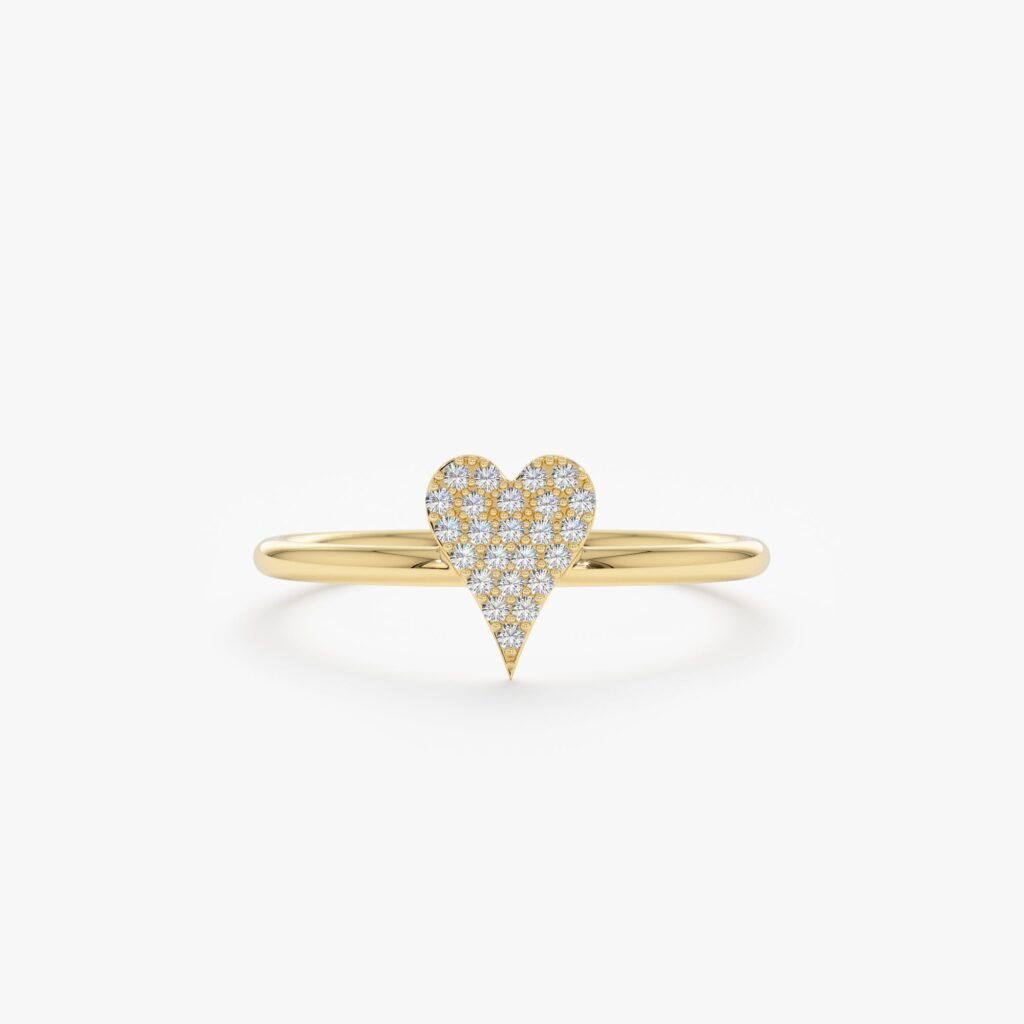 Micro Pave Diamond Heart Ring