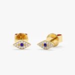 Mini Diamond Blue Sapphire Eye Studs