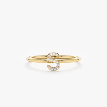 Mini Diamond Initial Ring