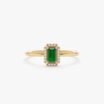 Mini Emerald and Diamond Engagement Ring