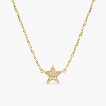 Mini Pave Diamond Star Necklace