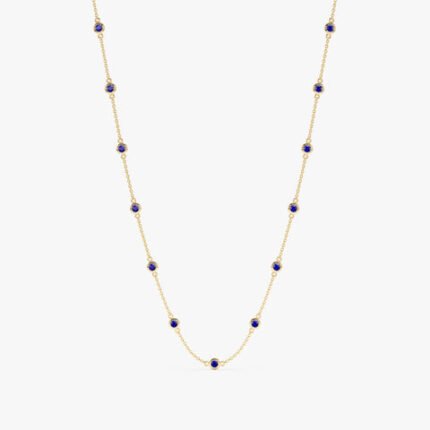 Multi Blue Sapphire Station Necklace