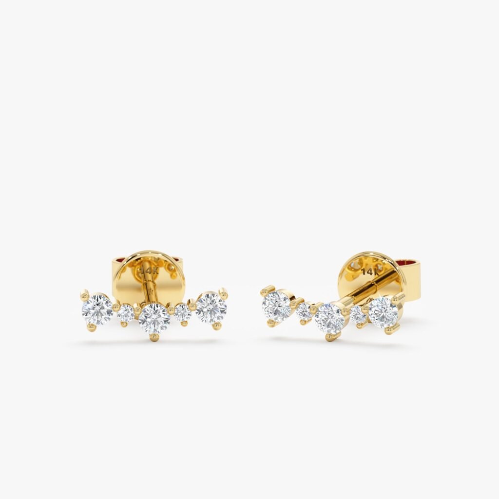 Multi Diamond Curved Bar Studs