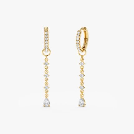 Multi Diamond Drop Charm Huggies