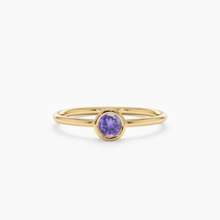 Natural Amethyst Bezel Ring
