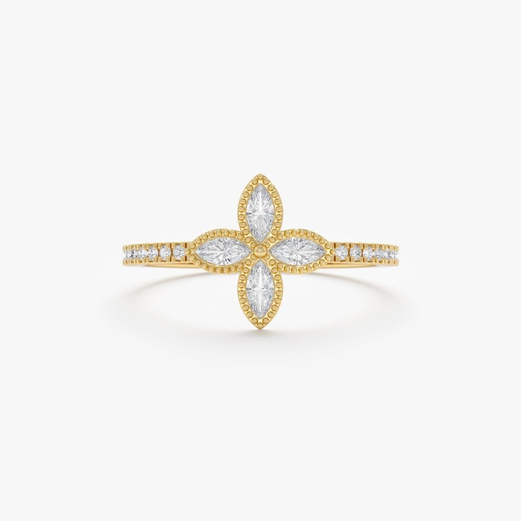 Natural Diamond Clover Ring