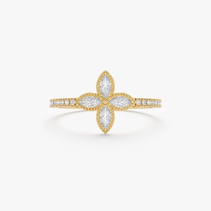 Natural Diamond Clover Ring
