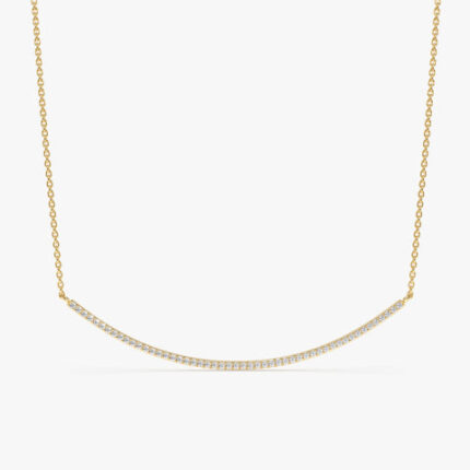 Natural Diamond Sleek Curved Bar Necklace