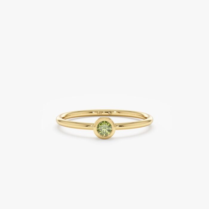 Natural Peridot Bezel Ring