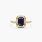 Natural Sapphire and Diamond Engagement Ring