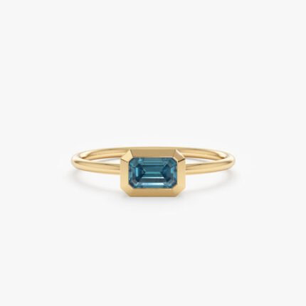 Octagon Blue Topaz Ring