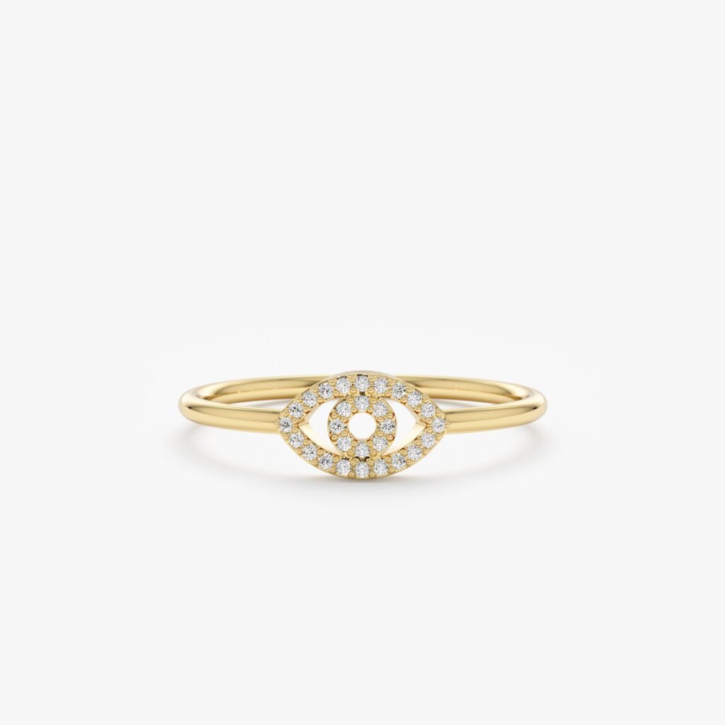Pave Diamond Evil Eye Outline Ring