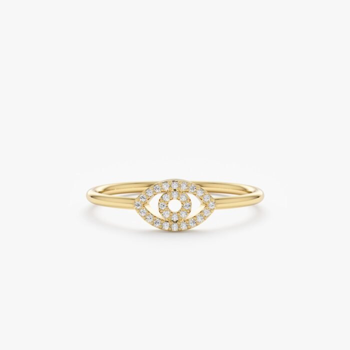 Pave Diamond Evil Eye Outline Ring