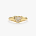 Pave Diamond Heart Signet Ring