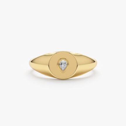 Pear Diamond Signet Ring